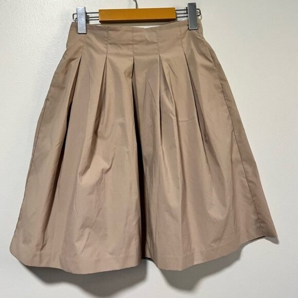 Uniqlo XS Beige A-Line Midi Skirt with Elastic Waist - Picture 10 of 10